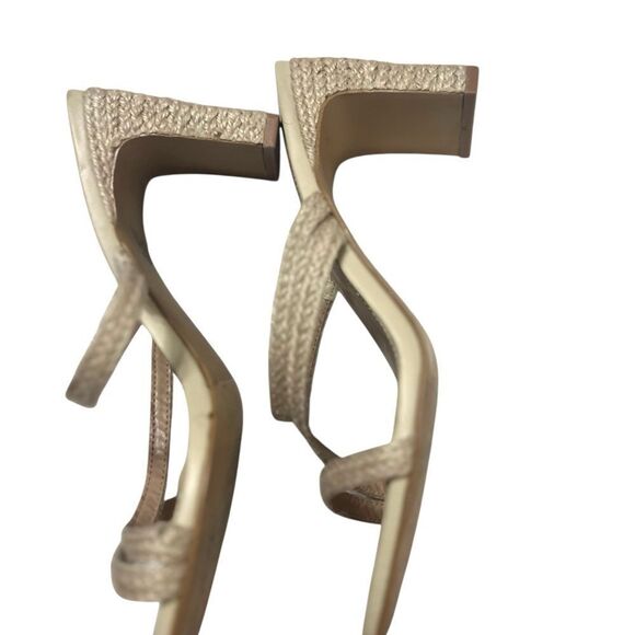 BCBGeneration Women's Fisher Heeled
Sandal 9.5  cream wicker straps square toe - Picture 5 of 10